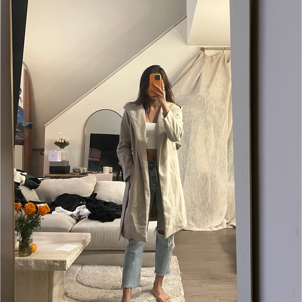 Zara Cream Belted Trench with Hood
